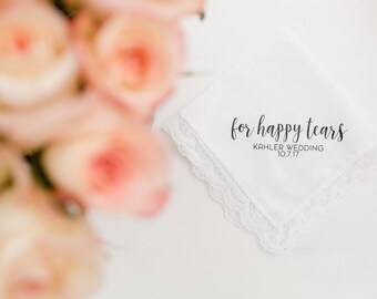 Happy Tears Handkerchief Hanky Custom Bride Wedding Gift