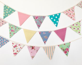 Petite Shabby Chic Fabric Bunting, Banner, Garlands (set of 3)