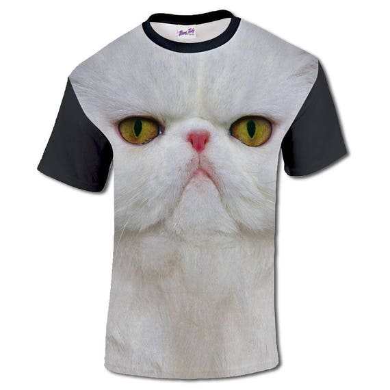  3D  Print T Shirt With Persian  Cat  Face Sublimation Mens