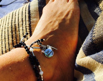 Anklet black & silver