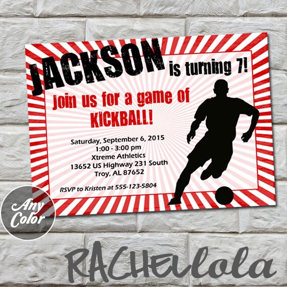 Kickball birthday party invitation printable template