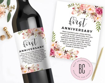 Milestone Wine Labels - Set of 12 - Year of Firsts - Engagement Gift Celebrating Marriage Firsts - Wine Poems - Gift Ideas - Wedding Gift