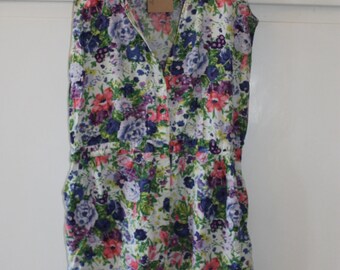 Vintage Floral Playsuit | Size 10 12
