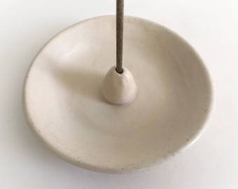 Matte Creamy White Ceramic Incense Holder