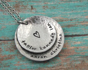 Personalized Necklace - Mom Jewelry - Custom Name Necklace - Hand Stamped - Grandma Necklace