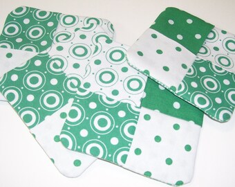 Coaster Set Green and White Polka Dots