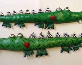 Soft Sculpture Alligator with Heart