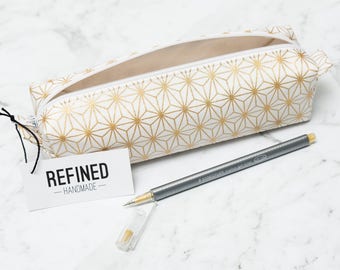 Metallic Gold Pencil Case - pencilcase - pencil pouch - pen case - pen pouch - zipper pouch - school supplies