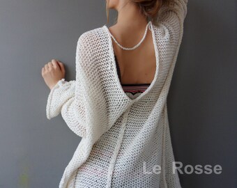 Oversized , loose knitted cardi. Summer women cardigan, Cotton knit cardi.