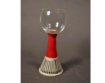 Ceramic Wine glass Pottery Wine Glass with handmade stoneware stem