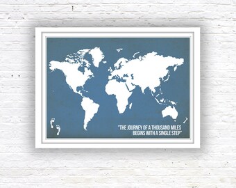 World Map Poster, World Map, Quote poster, Wall Decor, World Map quote poster, Nursery Print, Kitchen Print