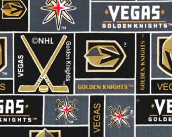 NHL Vegas GOLDEN KNIGHTS Hockey 100% Fleece fabric material by the 1/2 yard liscensed for Crafts, Quilts, clothing and Home Decor