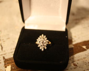 Diamond and 14K Yellow Gold Cluster Ring