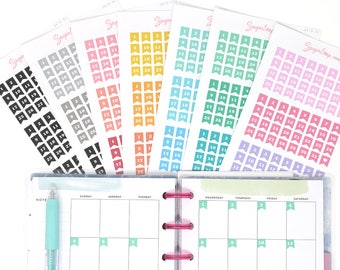 Mini Date Flags, Planner Stickers, Undated Planner, Date Cover Stickers, DIY Calendar, Calendar Numbers, 1-31, Choose your color set, DAT9
