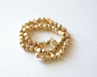 56 pcs Gold Vermeil Beads Spacer Beads, Cube Faceted Square, 3mm, SOLID, wholesale, Vermeil Gold Faceted Beads Spacer, 57