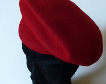 Vintage 30's Red Stetson Beret Cap, Peaked Brims, Front and Back