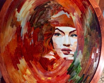 Stained Glass Girl in a Whirl Mosaic