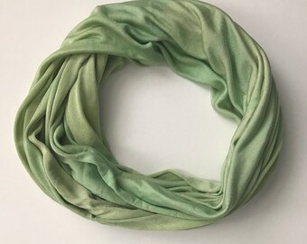 Silk Infinity Scarf - Green Infinity Scarf - Green Scarf - Casual Scarf - Neutral Scarf - Knit Infinity Scarf - Gift for Her - Wife Gift