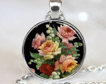 Rose Pendant, Rose Necklace, Rose Jewelry, Rose Charm, Silver (PD0201)