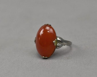 LSP Co. Sterling Silver 925 Red Orange Jasper Ring Size 5.5