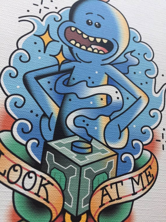 Mr. Meeseeks inspired tattoo flash print