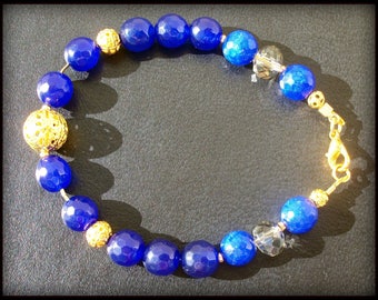 Gold plated bracelet blue Sapphire (gemstone)