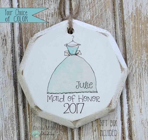 personalized maid of honor ornament bridal party giftwedding