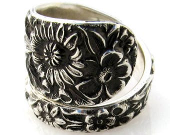 Spoon Ring Repousse Solid Sterling Silver Size 8-12 Kirk Stieff Large