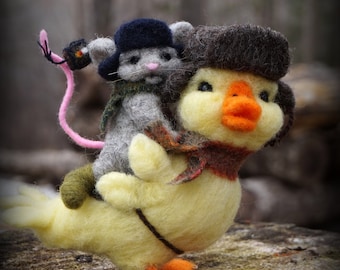 Needle felted Animal Bird Duck Mouse Needlefelted Soft Sculpture Animal by Bella McBride