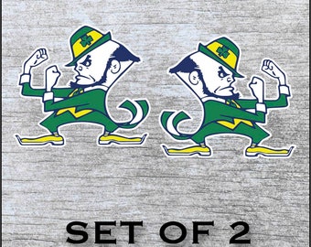 Notre Dame Fighting Irish Sticker Decal Vinyl SET OF 2 (12", 17") Cornhole Car Truck Any Flat Surface Wrap