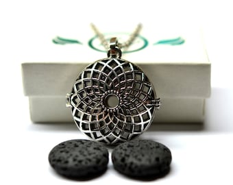 Sunflower Lava Stone Diffuser Necklace // Aromatherapy Necklace // - With Choice of Essential Oil