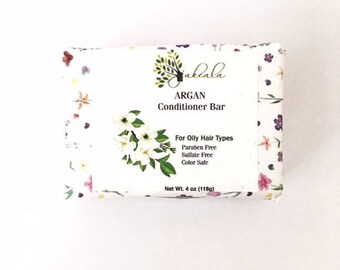 Solid Conditioner Bar Argan Oil Shea Butter - Natural Hair Care Organic Treatment Product - Vegan Co Wash No Poo Silicone Free Small 2oz