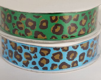 7/8" Leopard Spots Grosgrain Ribbon - 10 Yards