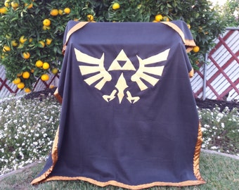 Legend of Zelda Hylian Crest Black and Gold Variant Fleece Blanket