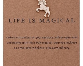 Golden Unicorn Necklace with Message