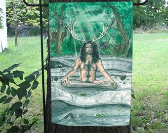 Cernunnos, Herne, Horned God of the Forest Garden Flag