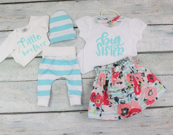 Matching big sister little brother set big sister announcementcoming home outfitbaby boy