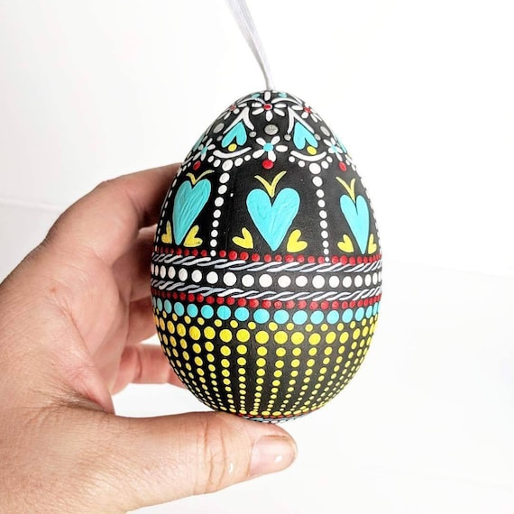 Large egg shaped shatterproof Ornament hand painted egg bauble