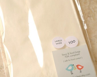 Large Wide Flat Glassine Bags - 4.5 inch x 6.75 Inch - Pick Your Quantity - Favors, FDA Approved for Food Contact - Free U.S. Shipping