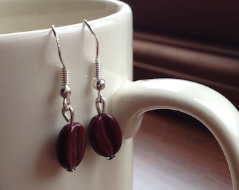 Czech Glass Coffee Bean Earrings