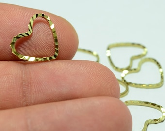 30 Pcs Raw Brass 12x13 mm Heart Findings