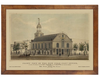New York Post Office, 1845; 24x36 inch print reproduced from a vintage lithograph