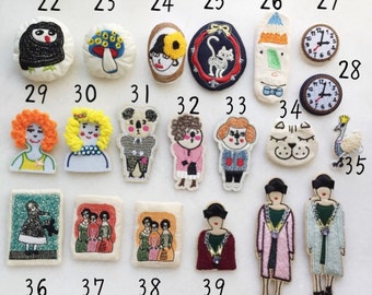 cloth brooch, fabric brooch, embroidery brooch, textile brooch