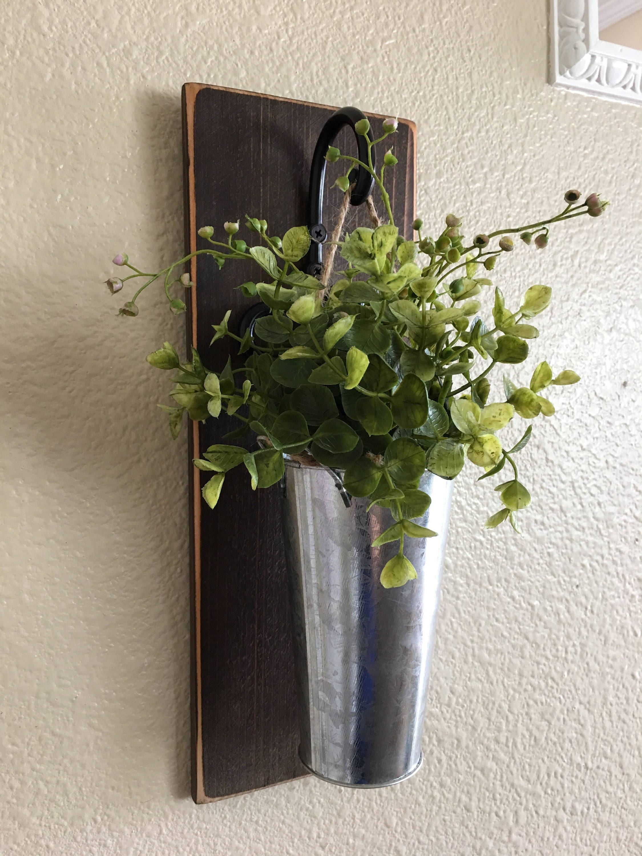 Galvanized Metal Hanging Planter with Greenery or Flowers