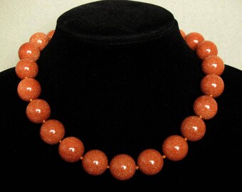 Necklace Gold Stone Sparkling 18mm Round Beads 925 NSDR3369
