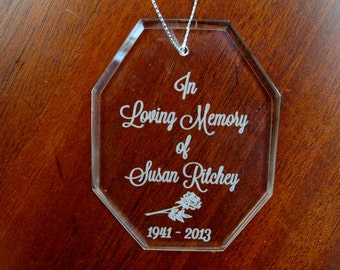Personalized Premier Memorial Crystal Christmas Ornament, Engraved Christmas Ornaments
