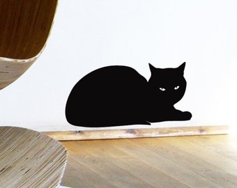 Black Cat Wall Sticker - Relaxing Sphinx Cat Decal