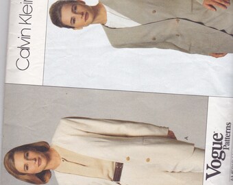 Vogue 2724 American Designer Calvin Klein Vintage Pattern Womens Loose Fitting Lined Jacket in 2 Variations Size 8,10,12