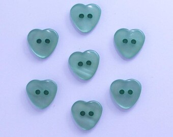 Heart 12mm set of 10 buttons: Aqua - 002208
