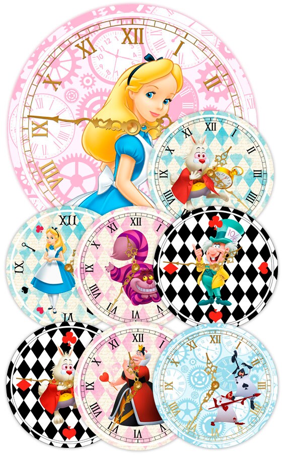 Alice nel paese delle meraviglie orologi stampabile Alice in